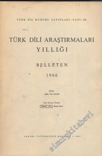 Türk Dili Araştırmaları Yıllığı Belleten 1966 - Yıl: 1966