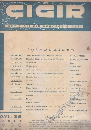 Çığır Gençlik, İlim, Fikir, Sanat ve Dava Mecmuası - Sayı: 35  3  4  Şubat