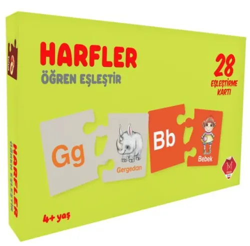 28 Eşleştirme Kartı Harfler Öğren Eşleştir 3+ yaş