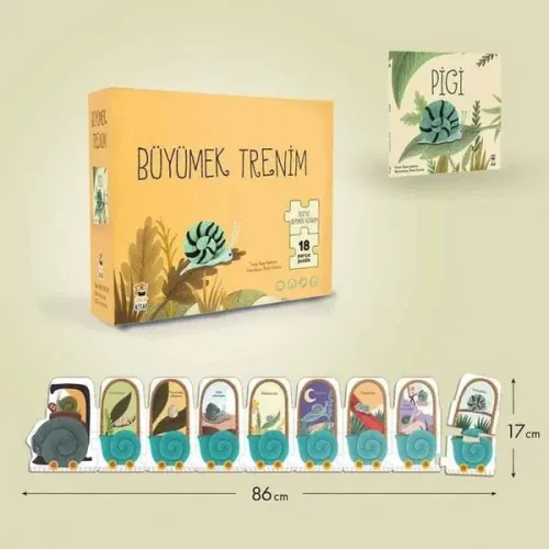 Pigi - Büyümek Trenim 18 Parça Puzzle ve Kitap (Ciltli)
