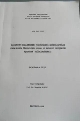 İlköğretim Okullarındaki Teneffüslerde Gerçekleştirilen Etkinliklerin Öğrencilerin Sosyal ve bedensel Gelişimleri Açısından Değerlendirilmesi