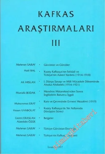 Kafkas Araştırmaları - Sayı 3        1997