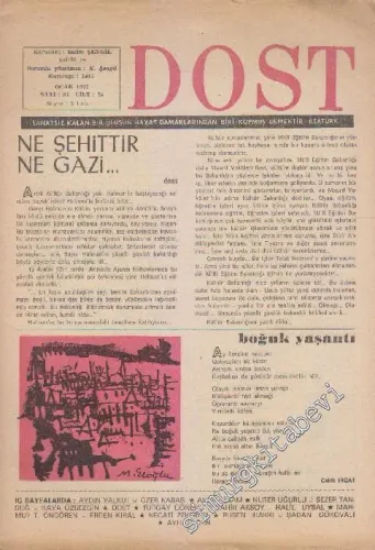 Dost Fikir ve Sanat Dergisi - Sayı: 87  24    Ocak 1972