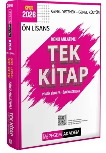 Pegem Yayınları 2026 KPSS Genel Yetenek Genel Kültür Ön Lisans Konu Anlatımlı Tek Kitap