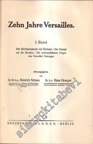 Zehn Jahre Versailles (1919 - 1929) 2 Cilt TAKIM -