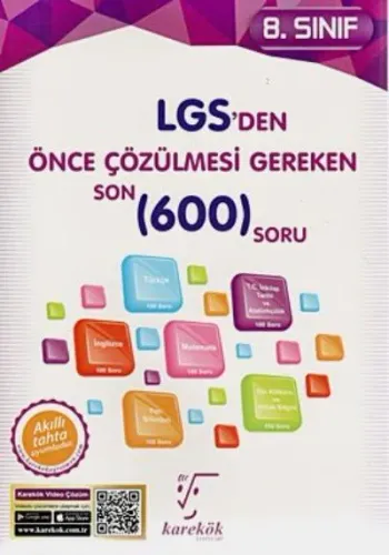 Karekök 8. Sınıf LGS den Önce Çözülmesi Gereken Son 600 Soru-YENİ