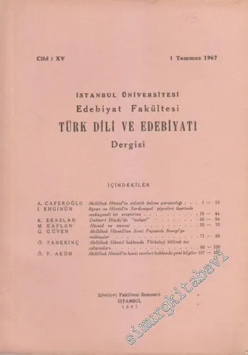 Türk Dili ve Edebiyatı Dergisi - Cilt: 15, 1 Temmuz 1967       1967