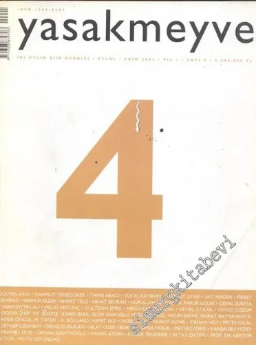 Yasakmeyve: İki Aylık Şiir Dergisi - Eylül / Ekim 2003, Yıl: 1, Sayı: 4