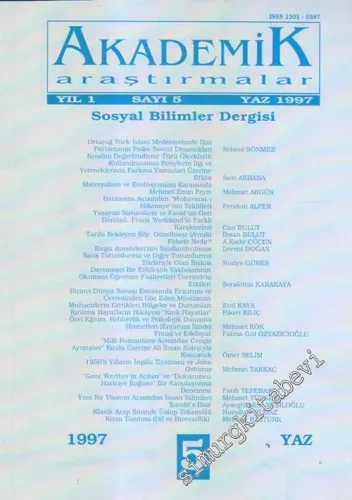 Akademik Araştırmalar: Sosyal Bilimler Dergisi - Sayı: 5 Yıl: 1 Yaz