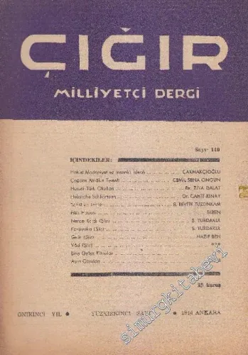Çığır İlim - Fikir - Sanat Milliyetçi Dergi - Sayı: 140  15  12  Temmuz