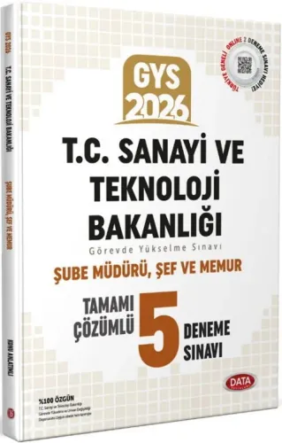 Data Yayınları 2026 T.C. Sanayi ve Teknoloji Bakanlığı GYS Şube Müdürü - Şef Tamamı Çözümlü 5 Deneme Sınavı