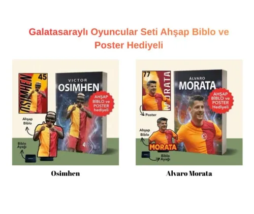 Galatasaraylı Oyuncular Seti Ahşap Biblo ve Poster Hediyeli