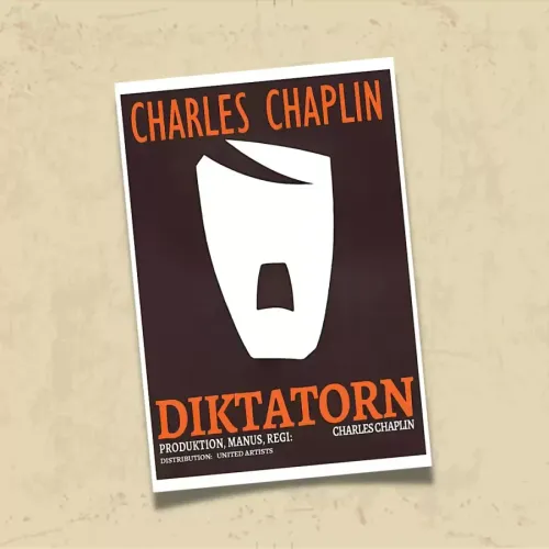 POSTER 0208 - CHARLIE CHAPLIN - THE GREAT DICTATOR - İSVEÇÇE FİLM AFİŞİ - KUŞE KAĞIT (33X48)
