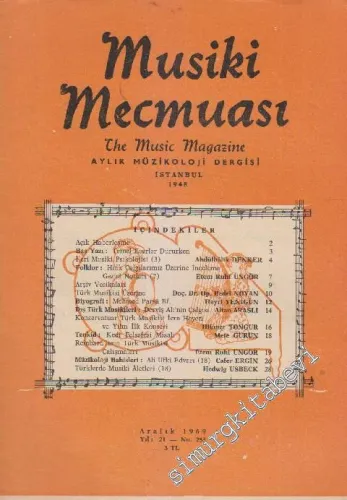 Musiki Mecmuası Aylık Müzikoloji Dergisi  - Sayı: 253    Yıl: 21  Aralık 1969