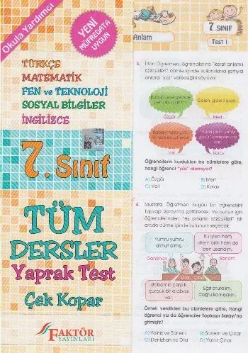 Faktör 7. Sınıf Tüm Dersler Yaprak Testler