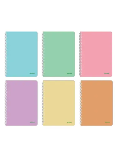 Mopak Pastel Spiralli Plastik Kapak A4 72 Yaprak Kareli Defter