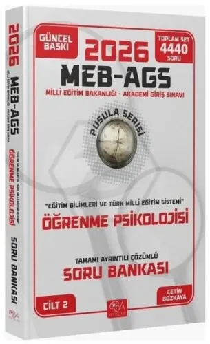 CBA Yayınları 2026 MEB-AGS Eğitim Bilimleri Öğrenme Psikolojisi Soru Bankası Çözümlü Pusula Serisi