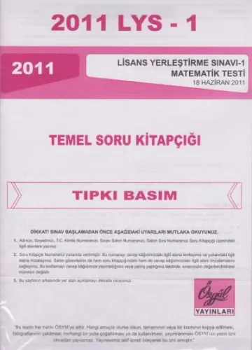 2011 LYS-1 Temel Soru Kitapçığı Tıpkı Basım