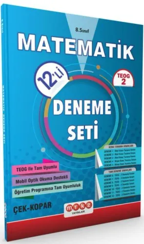 Merkez 8. Sınıf TEOG 2 Matematik 12'li Deneme Seti