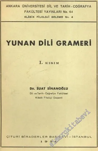 Yunan Dili Grameri 1. Kısım  -        1950