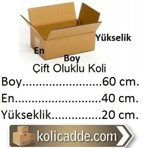 Çift Oluklu Karton Koli 60x40x20 cm.