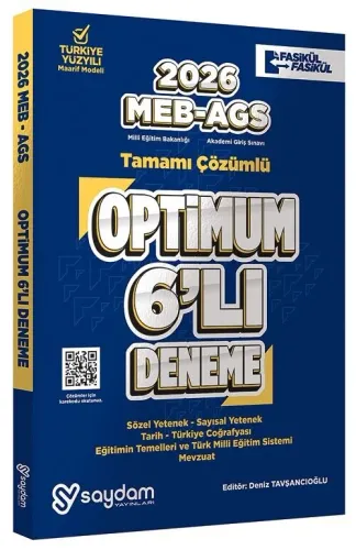 Saydam Yayınları 2026 MEB-AGS Tüm Dersler Optimum 6 Deneme Fasikül Çözümlü