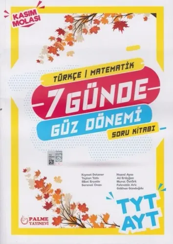 Palme Yayınları TYT AYT Türkçe Matematik 7 Günde Güz Dönemi Soru Kitabı Palme