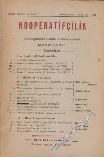 Kooperatifçilik Dergisi - Sayı: 6 - 7 - 8    1  Ağustos