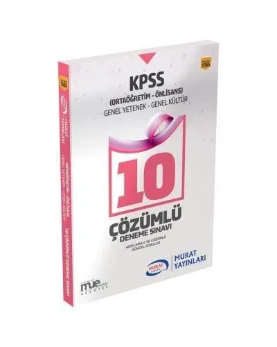 Murat KPSS Genel Kültür Genel Yetenek Ortaöğretim-Önlisans 10 Çözümlü Deneme Sınavı 1565