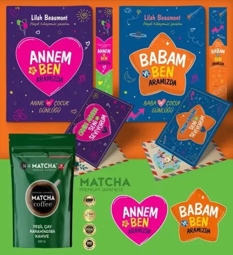 Annem - Babam ve Ben Aramızda Ayraç Kartpostal - Matcha Kahve 86836728