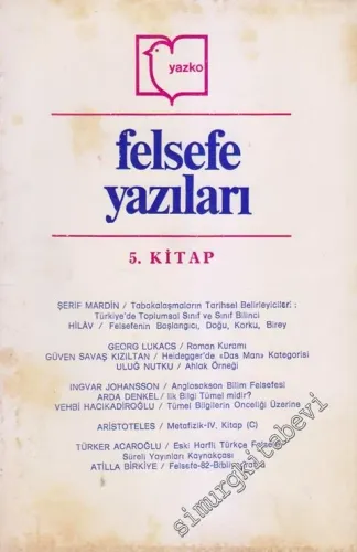 YAZKO Felsefe Yazıları - Sayı: 5, Yıl: 1983