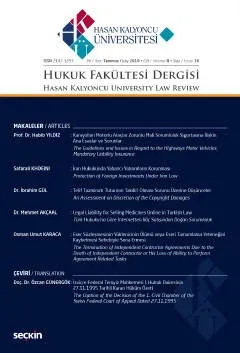 Hasan Kalyoncu Üniversitesi Hukuk Fakültesi Dergisi Sayı:16 Temmuz 2018
