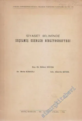 Siyaset Biliminde Seçilmiş Eserler Bibliyografyası -        1966