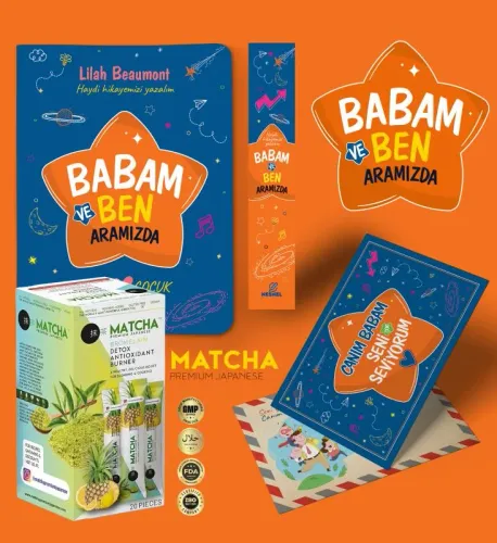 Babam ve Ben Aramızda Ayraç Kartpostal - Bromelain Matcha Çayı 8683672