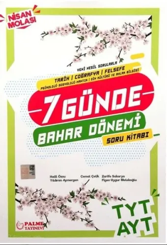 Palme Yayınları TYT AYT Tarih Coğrafya Felsefe 7 Günde Bahar Dönemi Soru Kitabı Palme