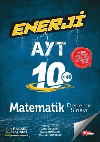 2023 YKS AYT Matematik Enerji 10x40 Deneme Sınavı Video Çözümlü Palme Yayınları 9786052829905