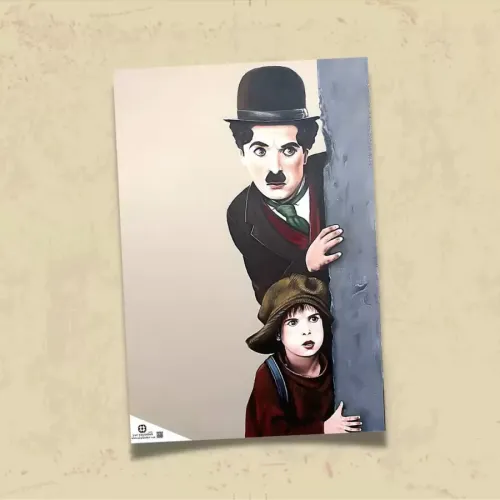 POSTER 0168 - CHARLIE CHAPLIN RENKLİ İLLÜSTRASYON - THE KID - KUŞE KAĞIT (33X48)