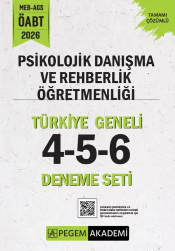 Pegem Yayınları 2026 MEB AGS ÖABT Psikolojik Danışma ve Rehberlik Öğretmenliği Tamamı Çözümlü Türkiye Geneli 4-5-6 (3'lü Deneme Seti)
