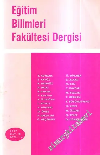 EBF - Ankara Üniversitesi Eğitim Bilimleri Fakültesi Dergisi - Yıl: 1987, Cilt: 20, Sayı: 1 - 2