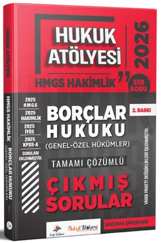 Dizgi Kitap Yayınları 2026 Hukuk Atölyesi Hakimlik HMGS Borçlar Hukuku Genel Özel Hükümler Tamamı Çözümlü Çıkmış Sorular