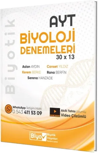 Biyotik Yayınları AYT Biyoloji Biyotik 30 x 13 Denemeleri