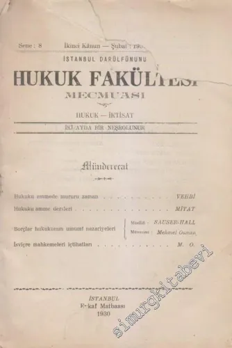 İstanbul Darülfununu Hukuk Fakültesi Mecmuası -     8  Şubat