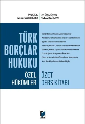Türk Borçlar Hukuku Özel Hükümler Özet Ders Kitabı