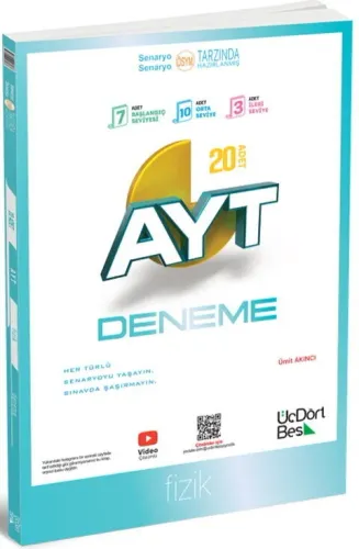 ÜçDörtBeş Yayınları AYT Fizik 20 Deneme Ümit Akıncı