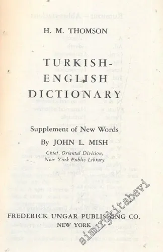 Turkish - English Dictionary -        1954