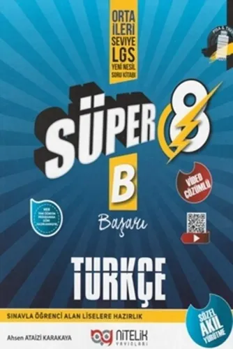 Süper 8. Sınıf Türkçe B Başarı Orta ve İleri Seviye Yeni Nesil Soru Kitabı