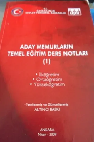Aday Memurların Temel Eğitim Ders Notları 1