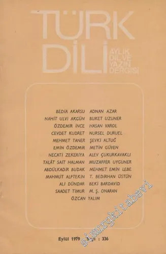 Türk Dili Aylık Dil Dergisi  - 336  XL  28  Eylül