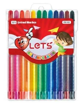 Lets Çevirmeli Mum Boya 12 Renk