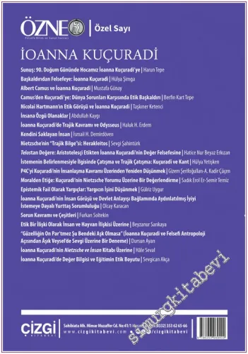 Özne Felsefe Bilim ve Sanat Yazıları - Ioanna Kuçuradi Özel Sayısı - S
